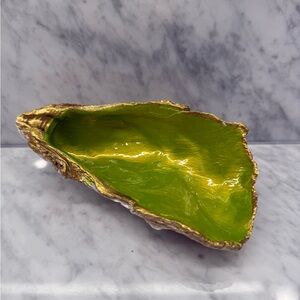 Lime Green Decoupage Handmade Oyster
